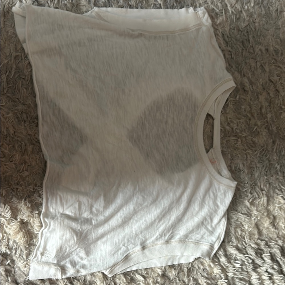 Free People Movement White Asymmetrical Crop Sleeveless T-Shirt